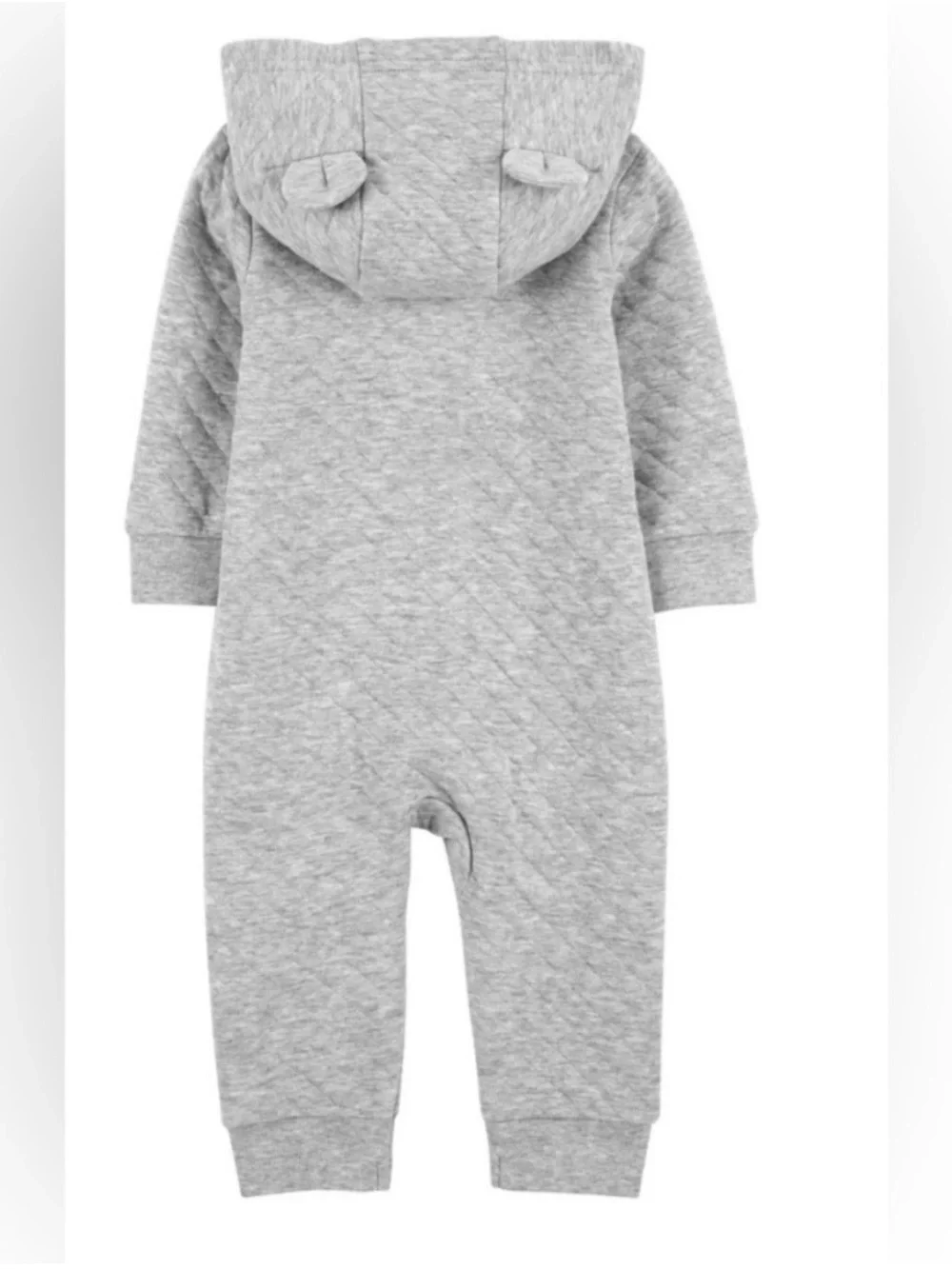 EUC Carter’s Bundle of 2 gray zip-front hooded baby boy rompers